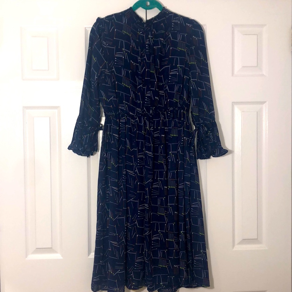 NWOT California Moon Rise Navy Blue Printed Dress